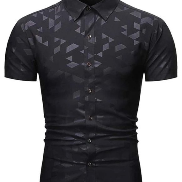 Black Mens Button Up Shirt - Picture 3 of 6